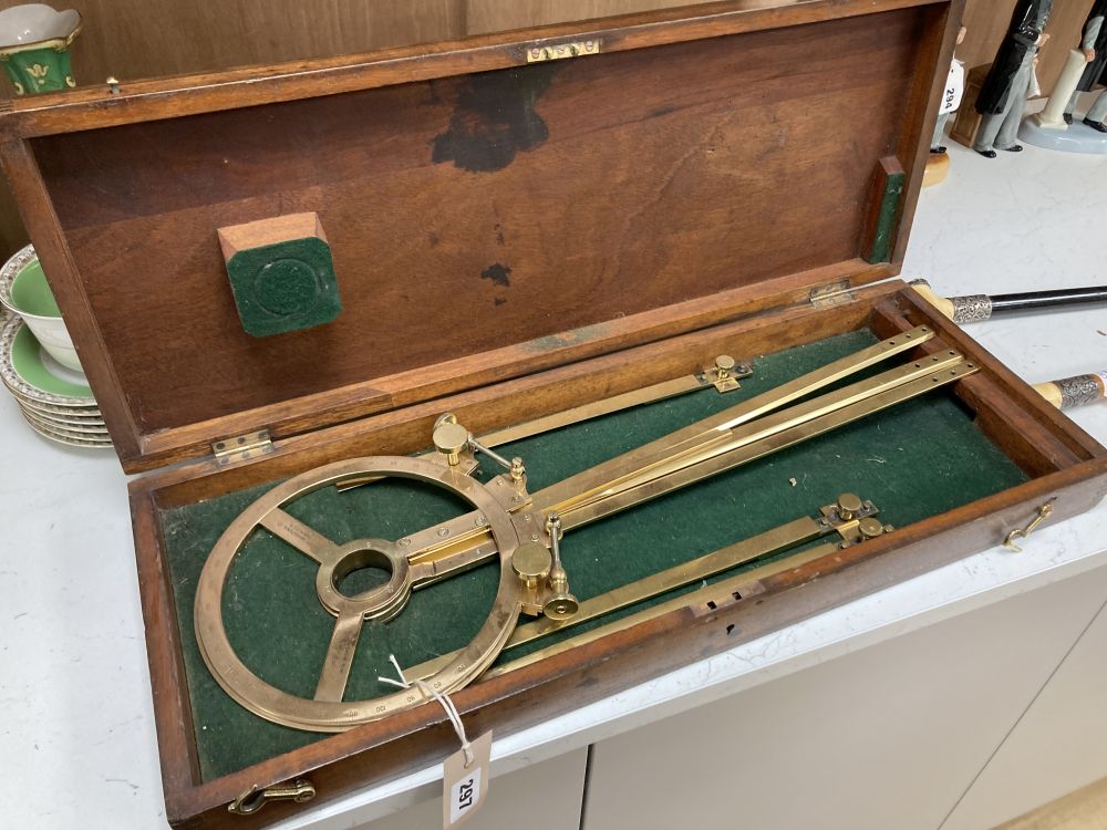 A Heath navigational instrument, mahogany cased, overall length 65cm